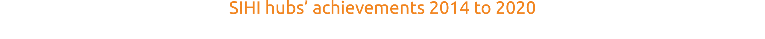 SIHI hubs  achievements 2014 to 2020