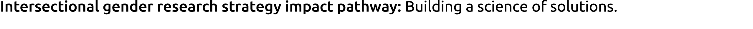 Intersectional gender research strategy impact pathway: Building a science of solutions 